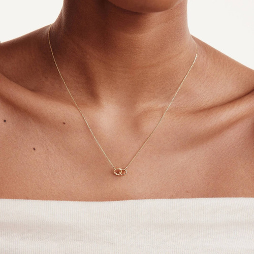 Colar Feminino Ouro 18k 750 Círculos Duplos Entrelaçados Lux - Imagem 2