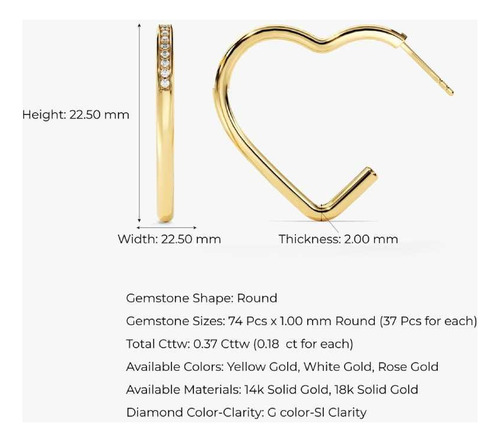 Brinco Ouro Feminino Coração Cravejado Minimalista Luxo - Imagem 3