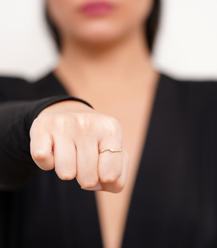 Anel Ouro 18k 750 Feminino Empalhável Diamante Marquise Luxo - Imagem 4