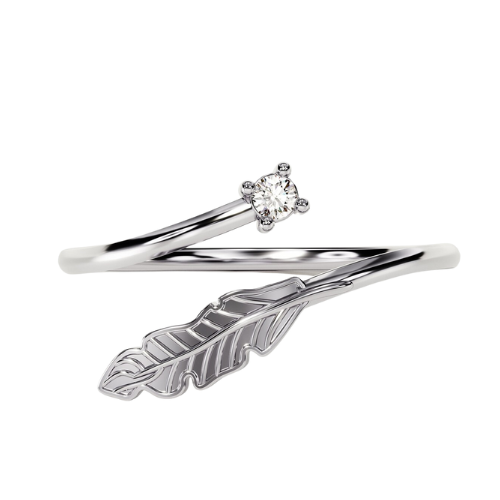 Anel Ouro 18k Feminino Pena Pássaro Cravejada Luxo Elegante - Imagem 4