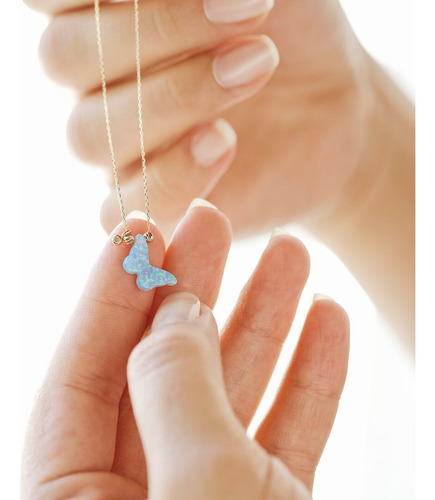 Colar Ouro 18k750 Borboleta Em Opala Azul Com Ponto Diamante - Imagem 2