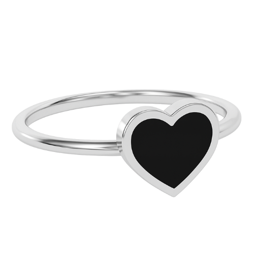 Anel Ouro 18k 750 Feminino Coração Preto Delicado Luxo - Imagem 3