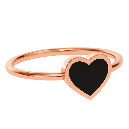 Anel Ouro 18k 750 Feminino Coração Preto Delicado Luxo - Imagem 4