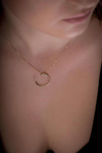 Colar Ouro 18k 750 Feminino Cobra Cravejada Diamantes Luxo - Imagem 2