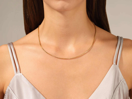 Colar Feminino Ouro 18k 750 Elos Em Caixa Boutique Luxo - Imagem 2