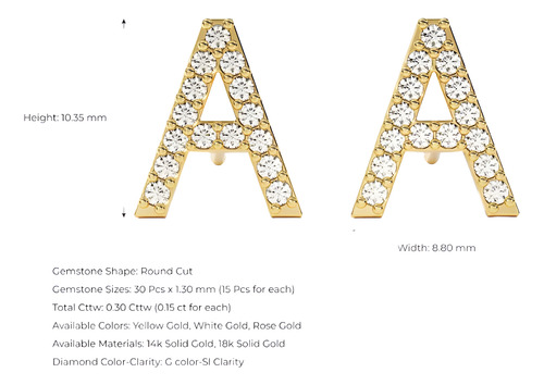 Brinco Ouro Feminino Letra Cravejada Diamantes Luxo Delicado - Imagem 5