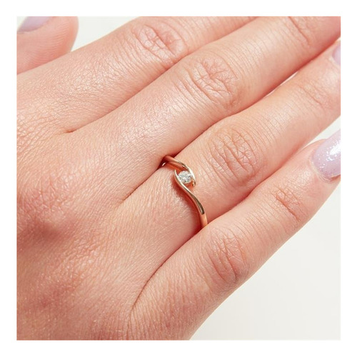 Anel Solitário Ouro 18k Diamante De 15 Pontos - Imagem 4