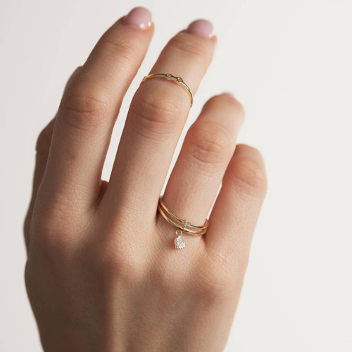 Anel Feminino Ouro 18k 750 Pendulo De Coração Diamante Luxo - Imagem 3