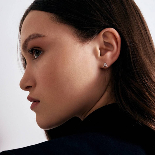 Brincos Ouro 18k Feminino Inicial Nome Cravejada Diamantes - Imagem 2