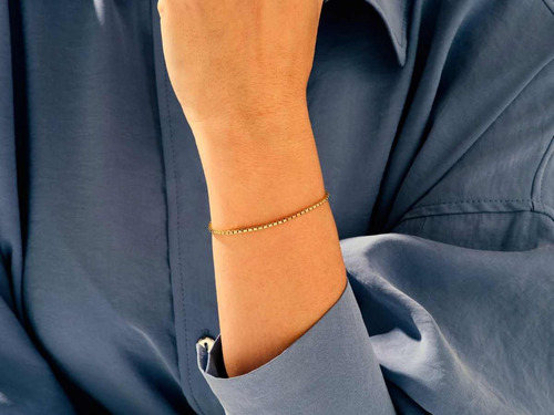 Pulseira Feminina Ouro 18k Delicada Corrente Entrelaçadas - Imagem 2