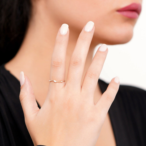 Anel Ouro 18k 750 Feminino Empalhável Diamante Marquise Luxo - Imagem 3