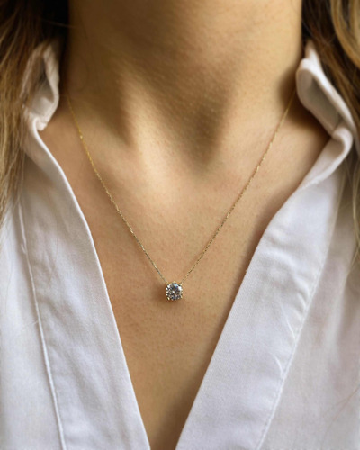 Colar Ouro 18k 750 Feminino Moldura Central Em Diamante Luxo - Imagem 4