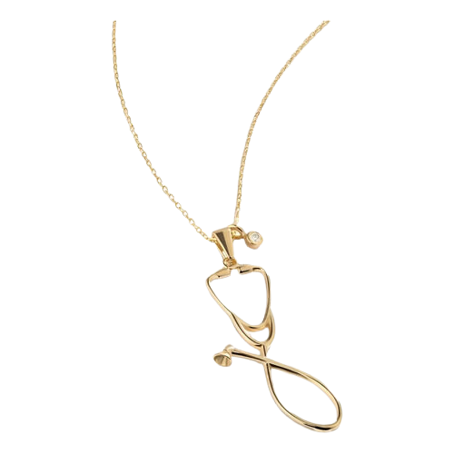Colar Feminino Ouro 18k Estetoscópio Medicina Diamante Luxo - Imagem 2