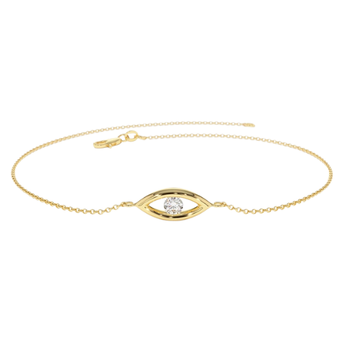 Pulseira Ouro 18K 750 Olho Diamante Central