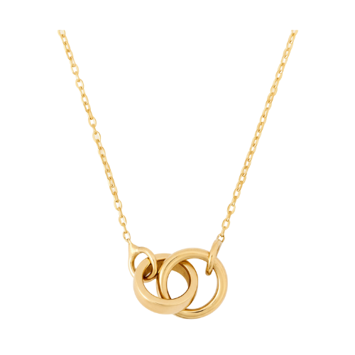 Colar Feminino Ouro 18k 750 Círculos Duplos Entrelaçados Lux