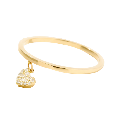 Anel Feminino Ouro 18k 750 Pendulo De Coração Diamante Luxo