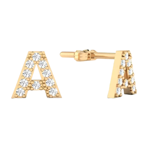 Brincos Ouro 18k Feminino Inicial Nome Cravejada Diamantes