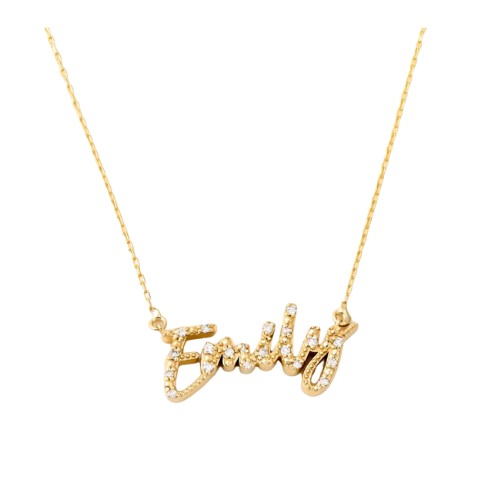 Colar Ouro 18k 750 Feminino Nomes Cravejado Diamante Luxo