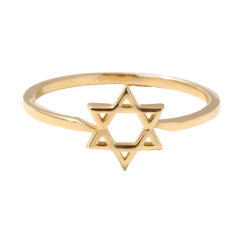 Anel Solitário Feminino Ouro 18k 750 Estrela De Davi Maciça