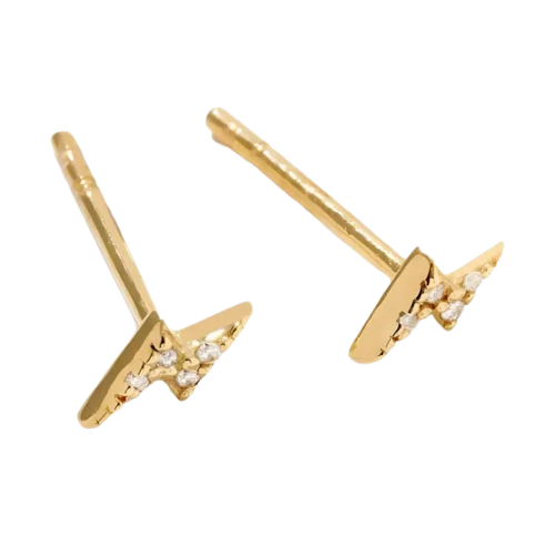 Brinco Feminino Ouro 18k750 Raio Discreto Cravejado Diamante