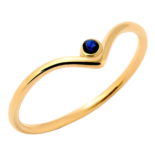 Anel Ouro 18k Feminino Em V Diamante Ou Safira Central Luxo - Imagem 2