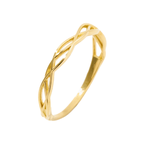Anel Feminino Solitário Ouro 18k 750 Corda Trançada Elegante