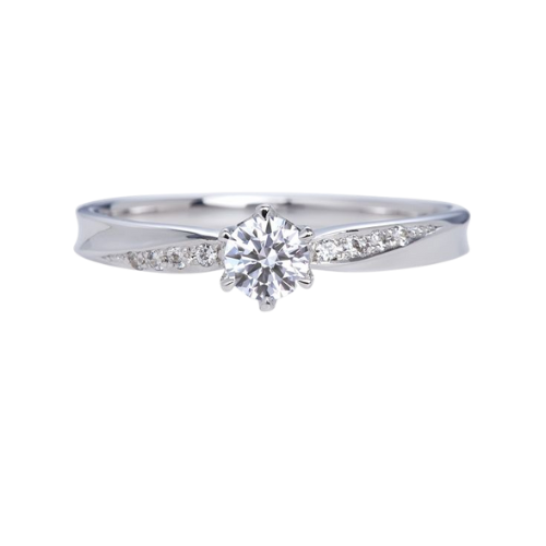 Anel Noivado Floco De Neve Ouro Branco