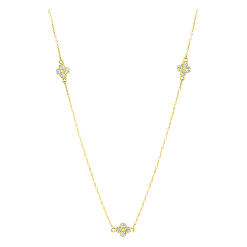 Colar Feminino Ouro 18k Flores Da Primavera Diamante Luxo