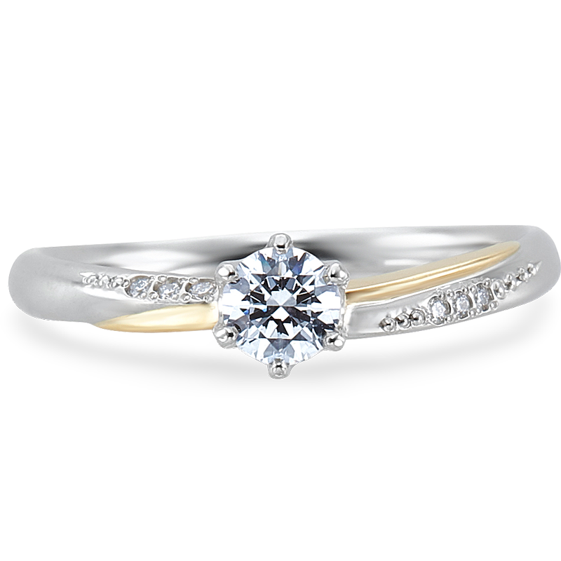 Anel Noivado Lua Ouro Branco & Amarelo