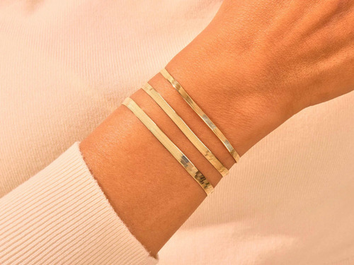 Pulseira Feminina Ouro 18k Correntes Trançadas Elegante Luxo - Imagem 3