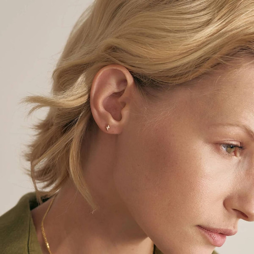 Brinco Feminino Ouro 18k750 Raio Discreto Cravejado Diamante - Imagem 2