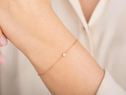 Pulseira Ouro 18k Feminina Moldura Cravejado Diamante Luxo - Imagem 2