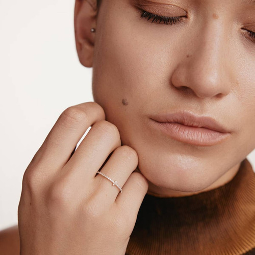 Anel Solitário Feminino Ouro 18k 750 Cruz Cravejada Diamante - Imagem 3