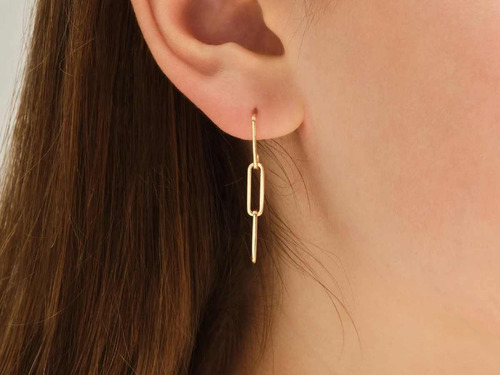 Brinco Feminino Ouro 18k Correntes Luxuosas Fino Glamour - Imagem 2