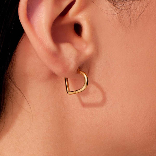 Brinco Ouro 18k Feminino Coração Glamour Delicado Luxo - Imagem 2