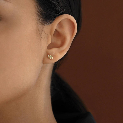 Brincos Ouro 18k Feminino Olho Tudo Ve Ponto Diamantes Luxo - Imagem 3