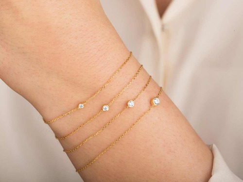 Pulseira Ouro 18k Feminina Moldura Cravejado Diamante Luxo - Imagem 3