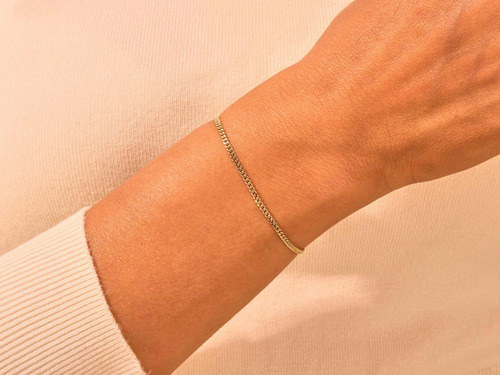 Pulseira Feminina Ouro 18k Delicada Elos Delicados Luxo - Imagem 2