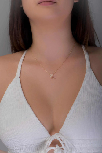 Colar Feminino Ouro 18k Signo Escorpião Cravejado Diamante - Imagem 2