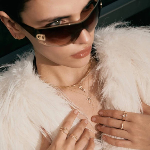 Colar Ouro 18k 750 Feminino Cruz Cravejada Diamante Luxo - Imagem 3