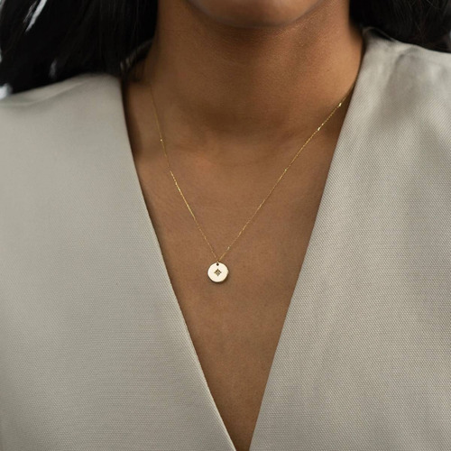 Colar Ouro 18k750 Feminino Estrela Do Norte Diamante Central - Imagem 2