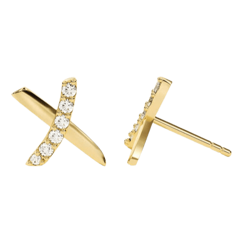 Brinco Ouro 18k Feminino Xx Cravejado Luxo Delicado