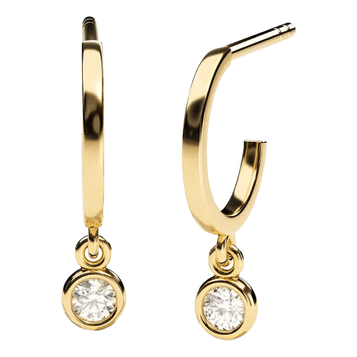Brinco Ouro 18k Feminino Argola Com Diamante Luxo