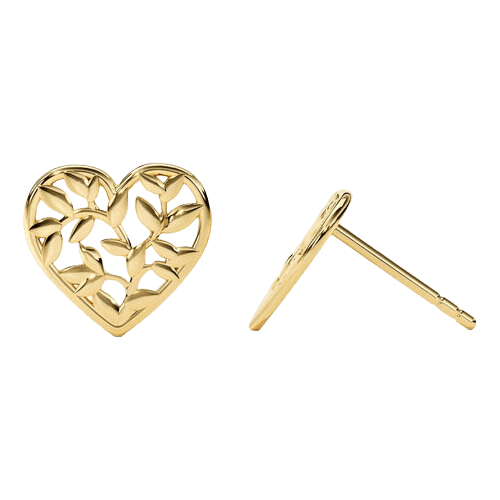 Brinco Ouro 18k Feminino Coração Em Folhas Do Amor Luxo