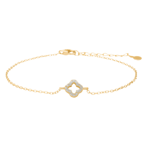 Pulseira Ouro 18K 750 Trevo Cravejado Diamantes