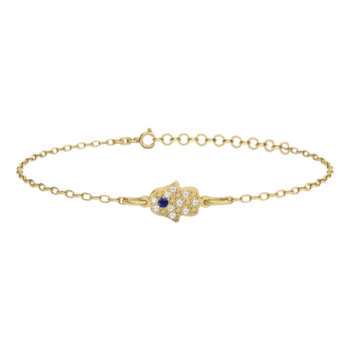 Pulseira Feminina Ouro 18k Mão De Fatima Cravejada Diamante