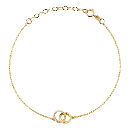 Pulseira Feminina Ouro 18k Círculos Entrelaçados Diamante