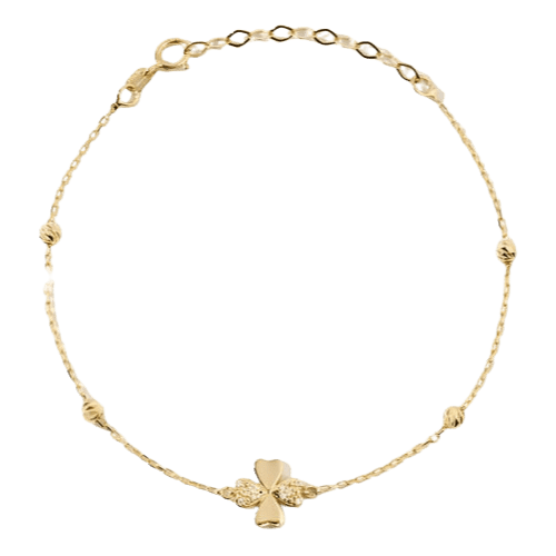 Pulseira Feminina Ouro 18k 750 Trevo Da Sorte Diamantes Luxo