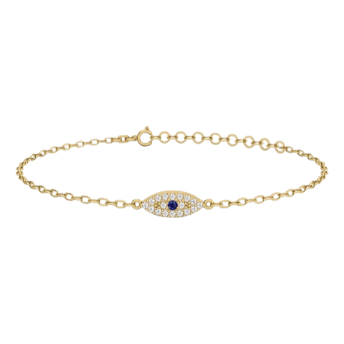 Pulseira Feminina Ouro 18k 750 Olha Contra Inveja Cravejado