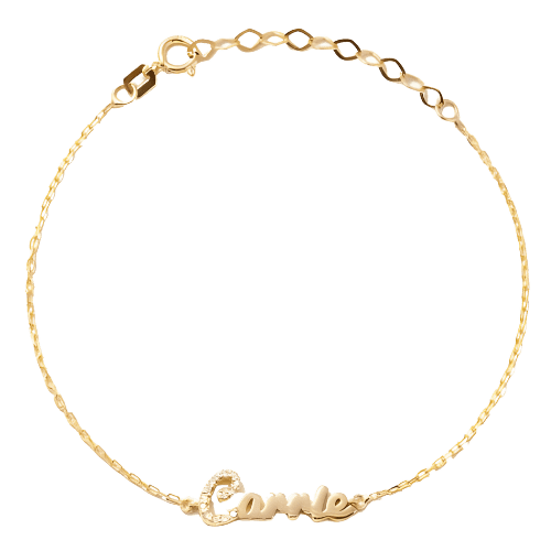 Pulseira Feminina Ouro 18k 750 Nome Cravejado Diamante Luxo